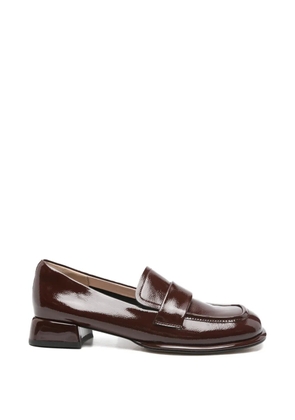 SERGIO MORETTI FIRENZE patent-finish square-toe loafers - Red