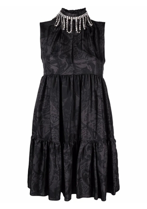 Philipp Plein New Baroque crystal-neck midi dress - Black