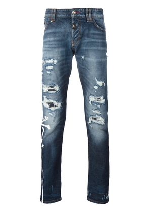 Philipp Plein distressed slim-fit jeans - Blue