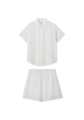 b+ab striped short-sleeve shirt and shorts set - White