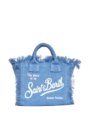 MC2 Saint Barth mini Vanity frayed linen tote bag - Blue