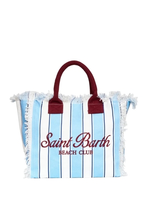 MC2 Saint Barth Vanity striped fringed beach bag - Blue