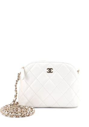 CHANEL Pre-Owned CC Dome Zip Clutch with Chain Quilted Caviar Mini crossbody bag - White