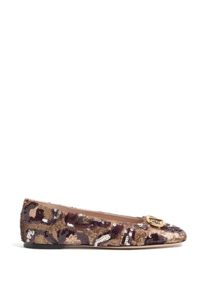 Valentino Garavani VLogo Signature ballerinas with animalier-print - Gold