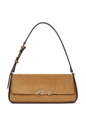 Karl Lagerfeld Signature suede shoulder bag - Neutrals