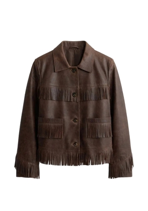 Nili Lotan fringed patch-pockets jacket - Brown