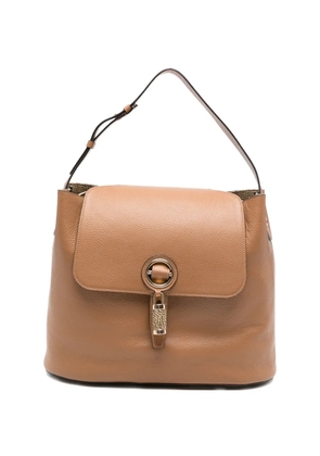 Borbonese grained leather shoulder bag - Neutrals