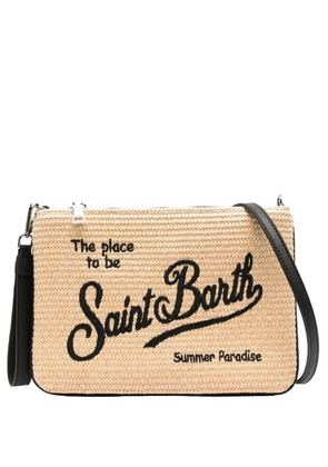 MC2 Saint Barth Parisienne embroidered-logo clutch bag - Neutrals