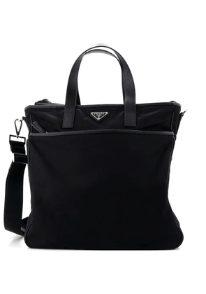 Prada Pre-Owned Convertible Front Pocket Briefcase Tessuto with Saffiano Leather Medium tote bag - Black