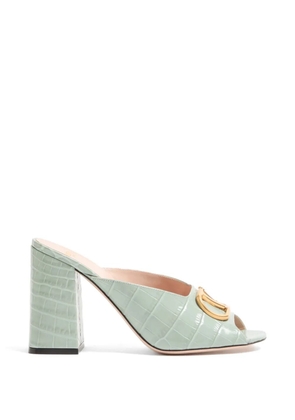 Valentino Garavani VLogo Signature Slide Sandals In Printed Calfskin 95MM - Green