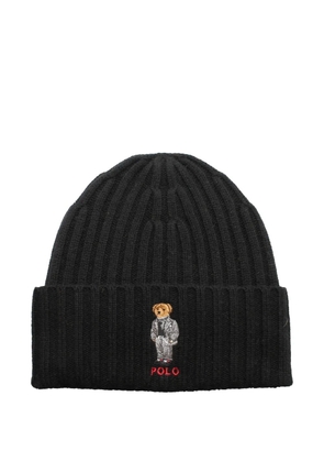 Polo Ralph Lauren bear-embroidered beanie hat - Black