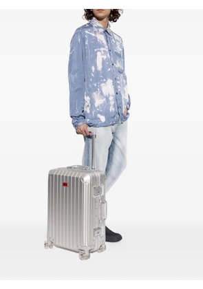 Diesel ribbed-texture logo-plaque suitcase - Silver