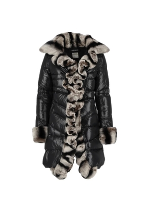 Flavio Castellani glossy fur-trim padded coat - Black