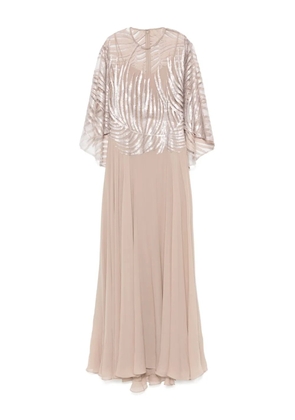 Elie Saab embroidered maxi dress - Neutrals