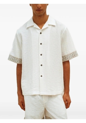 COMMAS embroidered-trim button-down bowling shirt - White