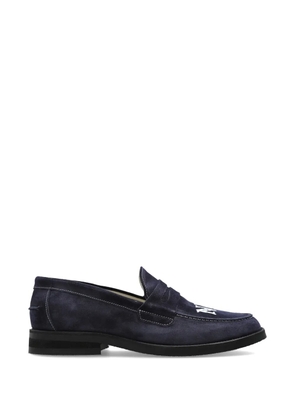 DUKE & DEXTER Wilde NY-embroidered suede loafers - Blue