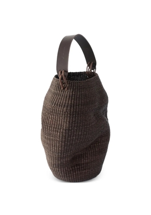 Inès Bressand Pot Froissé leather-handle bucket bag - Brown