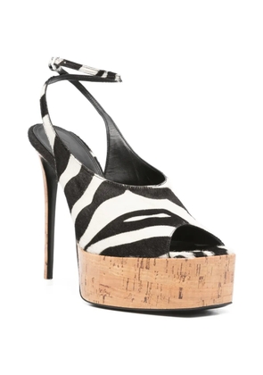The Attico Ornella zebra-print platform sandals - Black