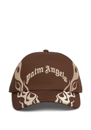 Palm Angels flame-embroidered baseball cap - Brown