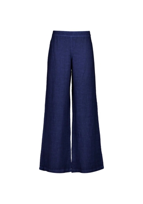 120% Lino wide-leg linen palazzo trousers - Blue