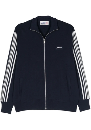 Autry logo-patch zip-up cardigan - Blue