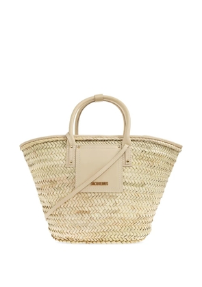 Jacquemus Soli woven-raffia leather-trim tote bag - Neutrals