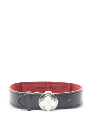 Louis Vuitton Pre-Owned 2003 Good Luck leather flower-motif bracelet - Black