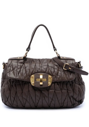Miu Miu Pre-Owned 2010 Matelasse Leather Turnlock satchel - Brown