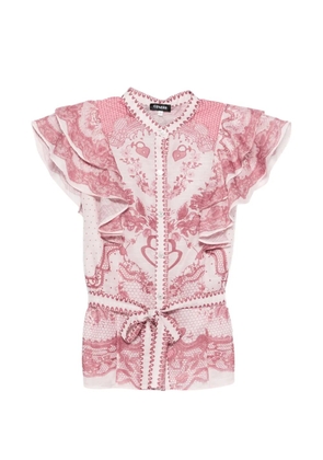 Cenere GB ruffled graphic-print blouse - Pink