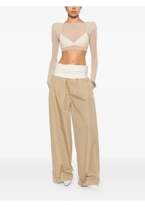 Rick Owens sheer structured-shoulder T-shirt - Neutrals