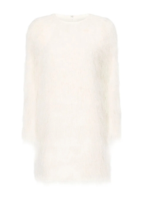 LouLou de Saison Tina fringe long-sleeve mini dress - White