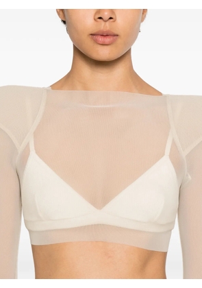 Rick Owens sheer structured-shoulder T-shirt - Neutrals