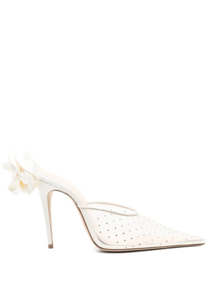 Magda Butrym 105mm flower-embellished mules - White