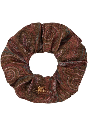 ETRO paisley-print silk scrunchie - Brown