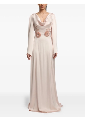 MIAU by Clara Rotescu floral-embellished cowl-neck dress - Pink