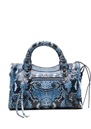 Balenciaga mini City snakeskin-effect tote bag - Blue