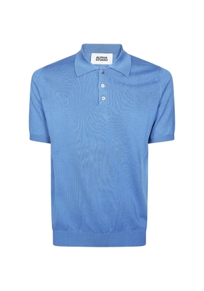 ALPHA STUDIO fine-knit polo shirt - Blue