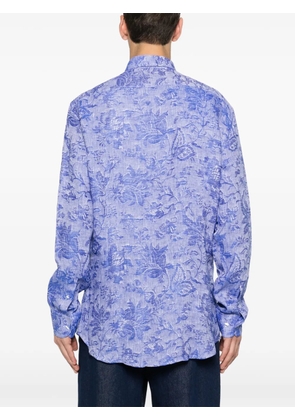 ETRO floral-print slub-texture shirt - Blue