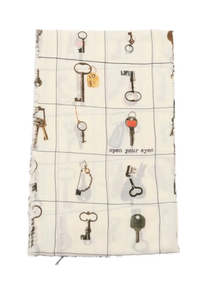 Faliero Sarti key-print fringed scarf - Neutrals