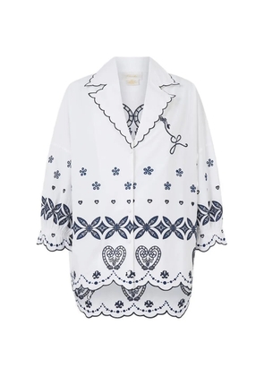Camilla A Tiled Wonderland embroidery-details shirt - White