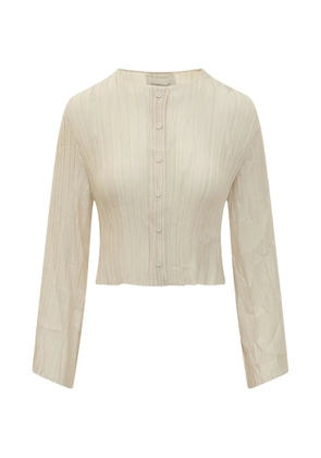 Gongdid Design plissé-effect button-up cardigan - Neutrals