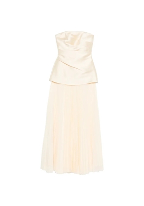 Solace London Claudette strapless pleated-skirt dress - Yellow