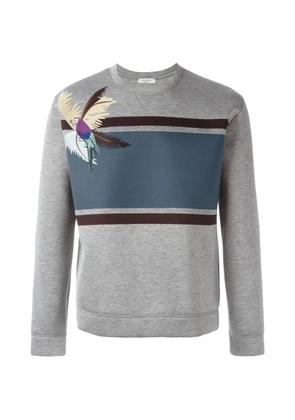 Valentino Garavani parrot-print striped sweatshirt - Grey
