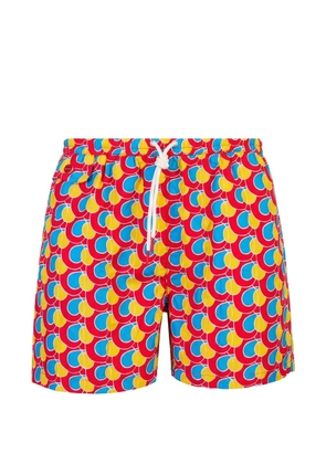 Kiton geometric-print swim shorts - Red