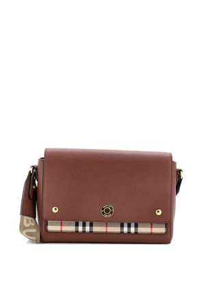 Burberry Pre-Owned Note Leather with Vintage Check Canvas Medium crossbody bag - Brown