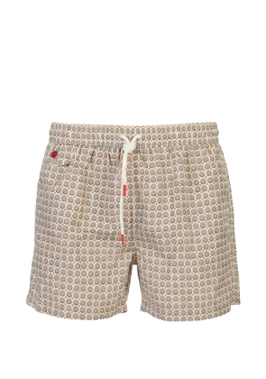 Kiton geometric-print swim shorts - Neutrals