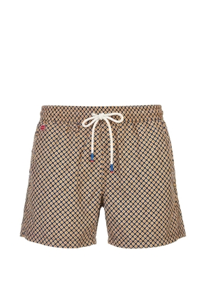 Kiton geometric-print swim shorts - Blue