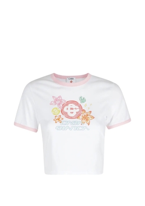 Casablanca printed cropped T-shirt - White