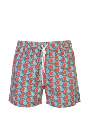 Kiton geometric-print drawstring swim shorts - Blue