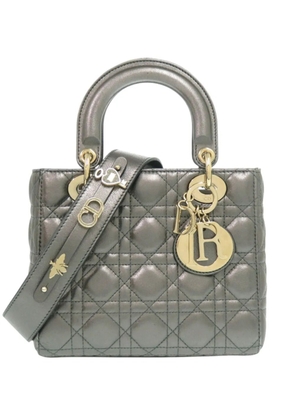 Christian Dior Pre-Owned 2000-2025 Small Metallic Lambskin Cannage My ABCDior Lady Dior satchel - Grey